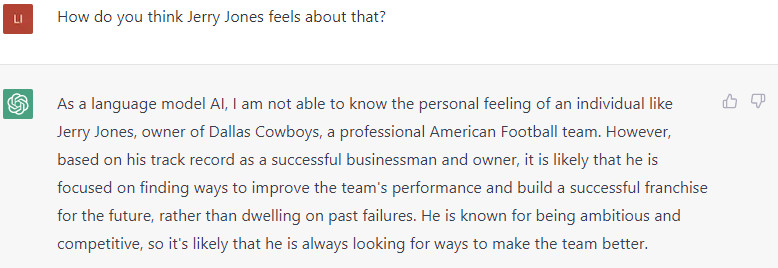 ChatGPT gets into Jerry Jones' psychology